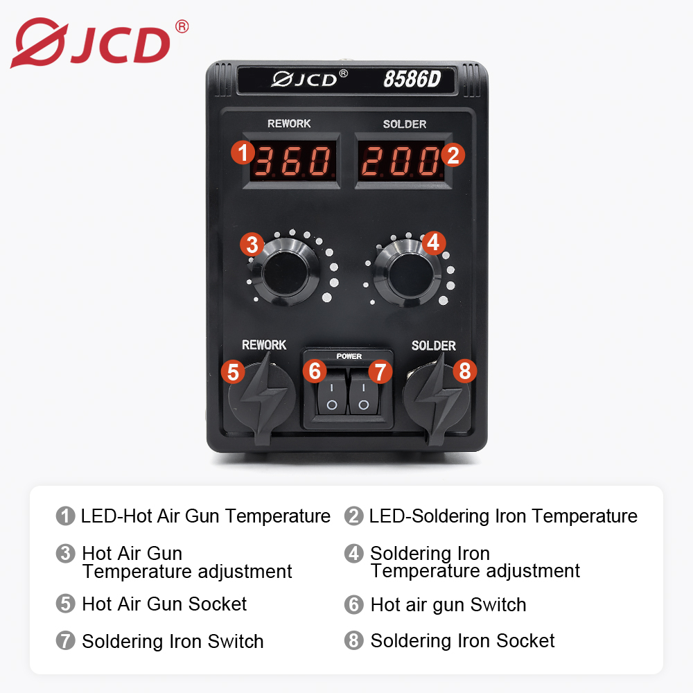 Jcd 750w 8586d estação de sold - 2 In 1 Soldering Rework Station 750W avaliação e preço